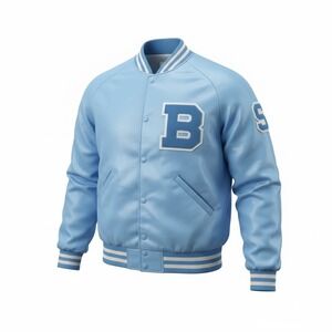 Vintage Vance Hall Sporting Goods Mens Blue Letterman Jacket B Logo Snap Front